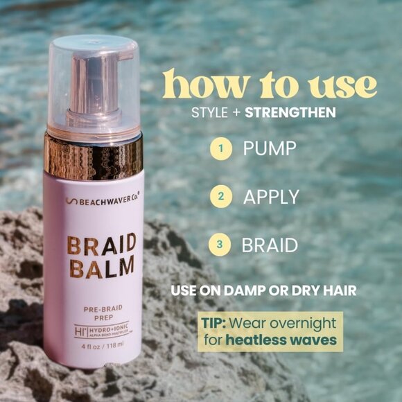 Beachwaver Braid Balm Pre-Braid Prep - Full Size 4 Fl Oz | Frizz-Taming Primer F - Picture 11 of 12